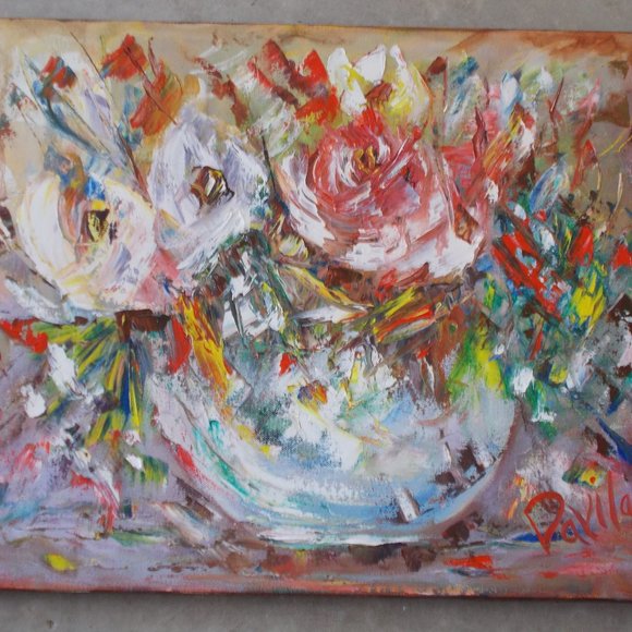 Original "Bodatious Floral" oil painting, 16"x20" - Picture 3 of 3